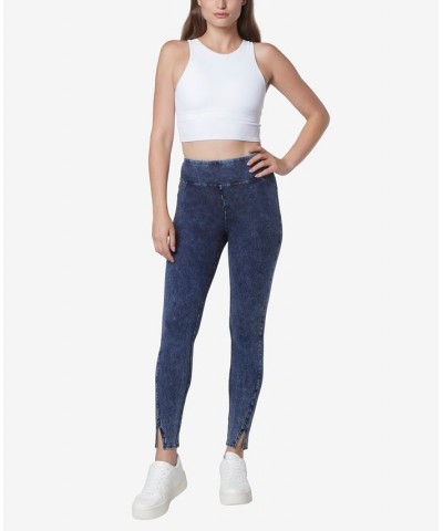 Women's High Rise 7/8 Jeggings Pant with Side Vent Navy $28.07 Pants