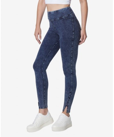 Women's High Rise 7/8 Jeggings Pant with Side Vent Navy $28.07 Pants