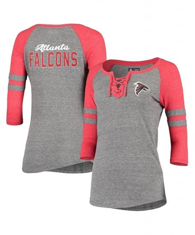 Women's 5th & Ocean by Gray Atlanta Falcons Lace-Up Tri-Blend Raglan 3/4-Sleeve T-shirt Gray $24.44 Tops