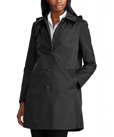 Women's Hooded Raincoat Black $69.58 Coats