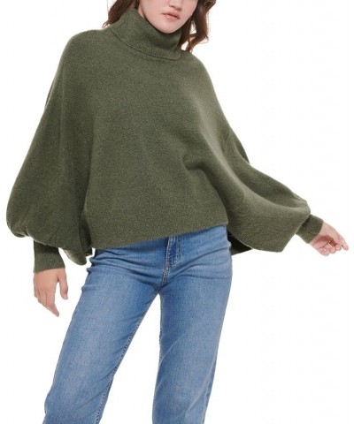 Women's Bubble-Sleeve Turtleneck Sweater Thyme $32.76 Sweaters