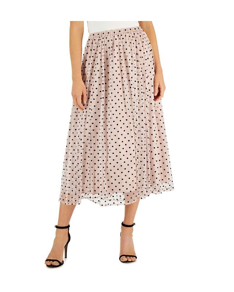 Women's Polka Dot-Mesh Pull-On A-Line Skirt Ballet/anne Black $41.95 Skirts