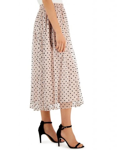 Women's Polka Dot-Mesh Pull-On A-Line Skirt Ballet/anne Black $41.95 Skirts