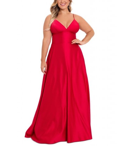 Plus Size V-Neck Gown Red $91.60 Dresses