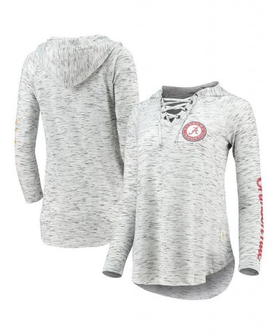 Women's Gray Alabama Crimson Tide Space Dye Lace-Up V-Neck Long Sleeve T-shirt Gray $22.00 Tops