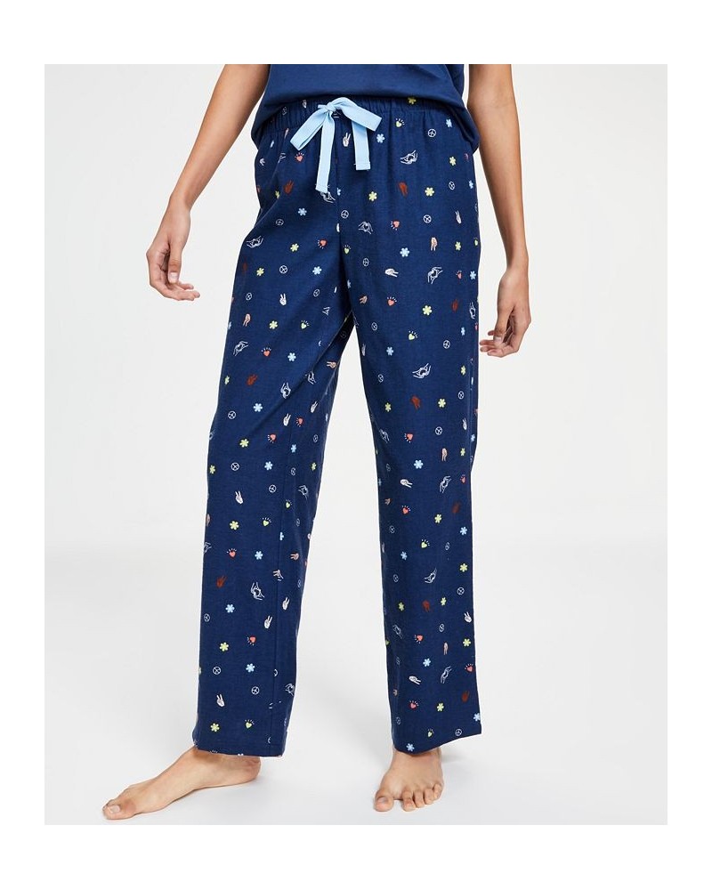 Cotton Printed Straight Leg Pajama Pants Peace Sign Toss $11.99 Sleepwear