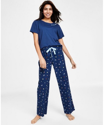 Cotton Printed Straight Leg Pajama Pants Peace Sign Toss $11.99 Sleepwear