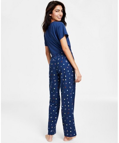 Cotton Printed Straight Leg Pajama Pants Peace Sign Toss $11.99 Sleepwear