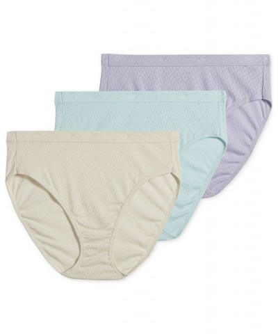 Elance Cotton French Cut Underwear 3-Pk 1541 Extended Sizes Purple $9.84 Panty