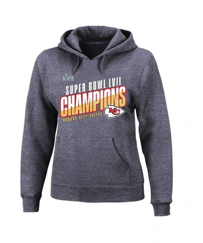 Women's Kansas City Chiefs Super Bowl LVII Champions Plus Size Victory Formation Pullover Hoodie Heather Charcoal $48.59 Swea...