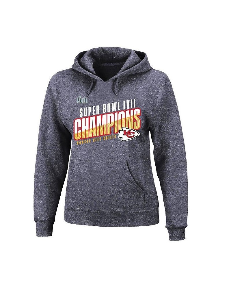 Women's Kansas City Chiefs Super Bowl LVII Champions Plus Size Victory Formation Pullover Hoodie Heather Charcoal $48.59 Swea...