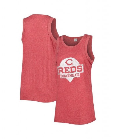 Women's Red Cincinnati Reds Tri-Blend Tank Top Red $23.00 Tops