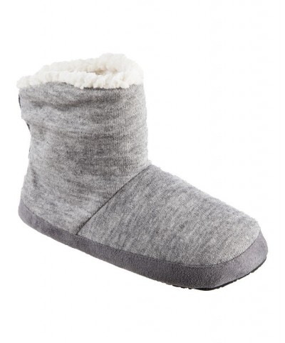 Women's Microsuede and Heathered Knit Marisol Boot Slipper Online Only Gray $13.45 Shoes