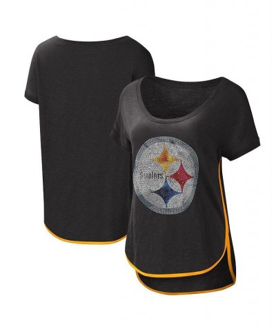 Women's Black Pittsburgh Steelers Rookie Scoop Neck T-shirt Black $23.50 Tops