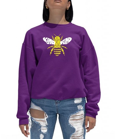 Women's Bee Kind Word Art Crewneck Sweatshirt Purple $20.00 Tops