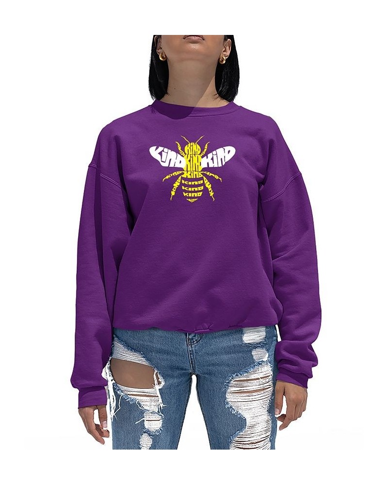 Women's Bee Kind Word Art Crewneck Sweatshirt Purple $20.00 Tops