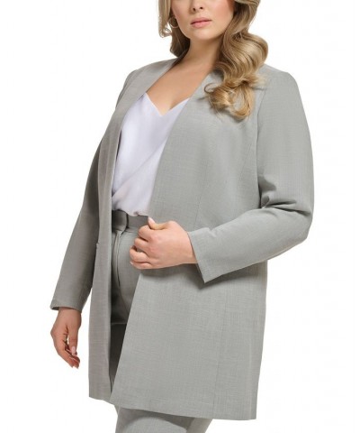 Plus Size Open-Front Long-Sleeve Topper Jacket Heather Grey $45.12 Jackets