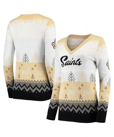 Women's White and Black New Orleans Saints Ugly V-Neck Pullover Sweater White, Black $27.60 Sweaters