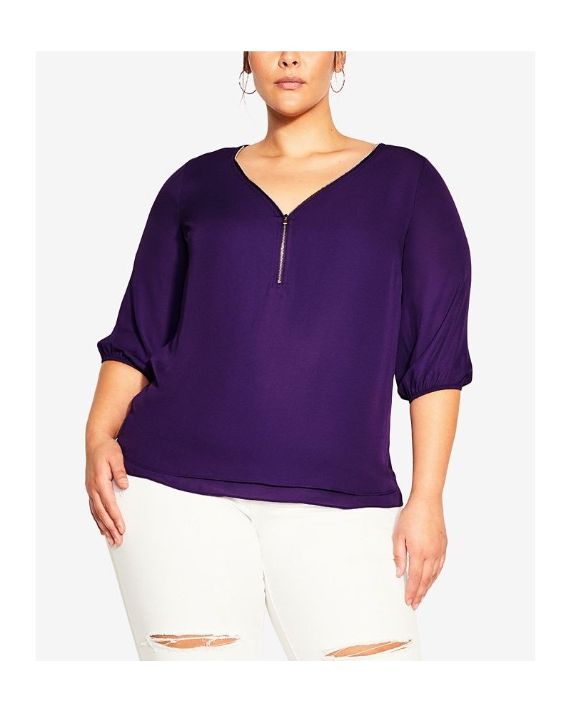 Trendy Plus Size Sexy Fling Elbow Sleeve Top Petunia $34.45 Tops