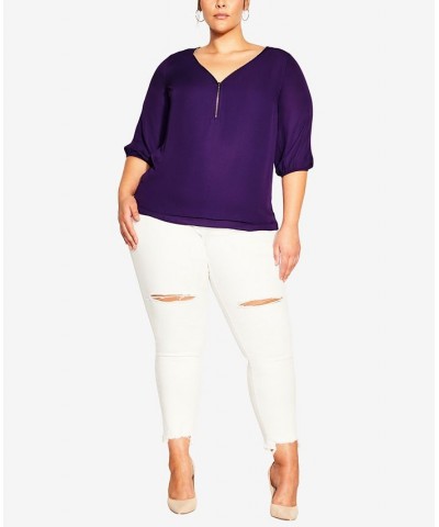 Trendy Plus Size Sexy Fling Elbow Sleeve Top Petunia $34.45 Tops