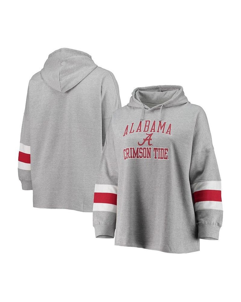 Women's Heathered Gray Alabama Crimson Tide Plus Size Sleeve Stripe Pullover Hoodie Heathered Gray $42.11 Sweatshirts