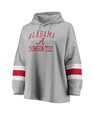 Women's Heathered Gray Alabama Crimson Tide Plus Size Sleeve Stripe Pullover Hoodie Heathered Gray $42.11 Sweatshirts