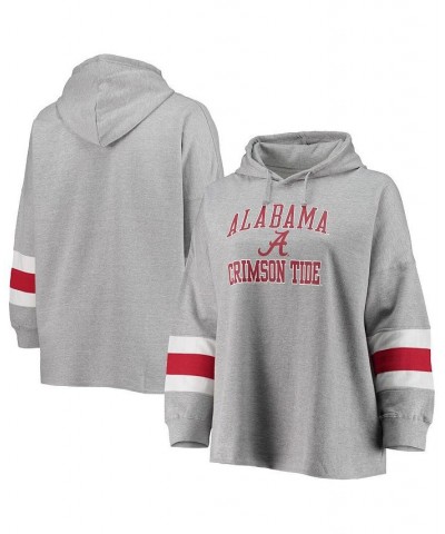 Women's Heathered Gray Alabama Crimson Tide Plus Size Sleeve Stripe Pullover Hoodie Heathered Gray $42.11 Sweatshirts