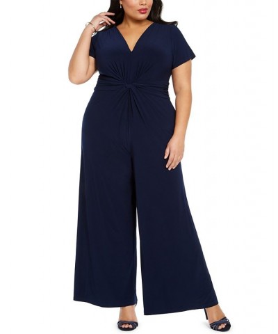 Plus Size V-Neck Jumpsuit Navy $46.08 Pants