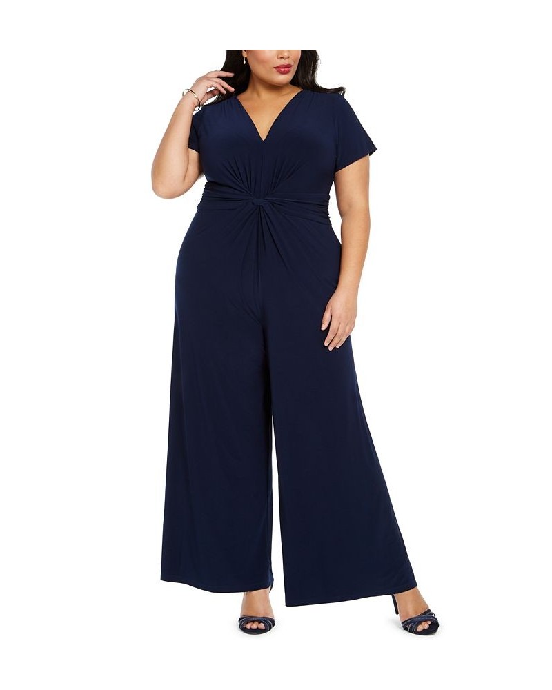 Plus Size V-Neck Jumpsuit Navy $46.08 Pants