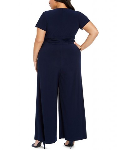 Plus Size V-Neck Jumpsuit Navy $46.08 Pants