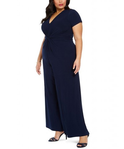 Plus Size V-Neck Jumpsuit Navy $46.08 Pants