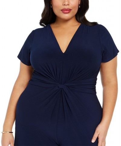 Plus Size V-Neck Jumpsuit Navy $46.08 Pants