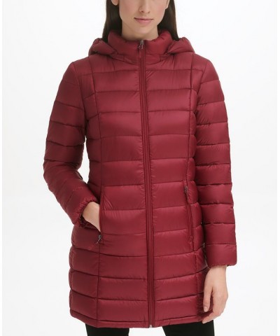 Women's Packable Hooded Down Puffer Coat Dark Claret $28.20 Coats