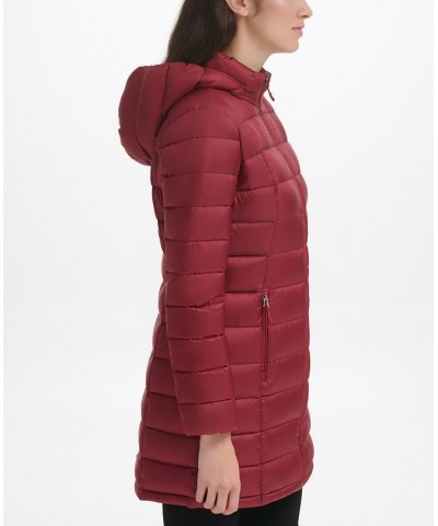 Women's Packable Hooded Down Puffer Coat Dark Claret $28.20 Coats