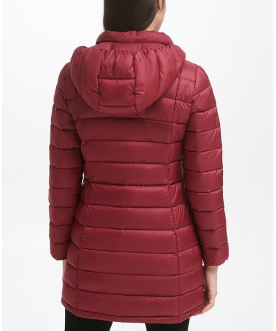 Women's Packable Hooded Down Puffer Coat Dark Claret $28.20 Coats