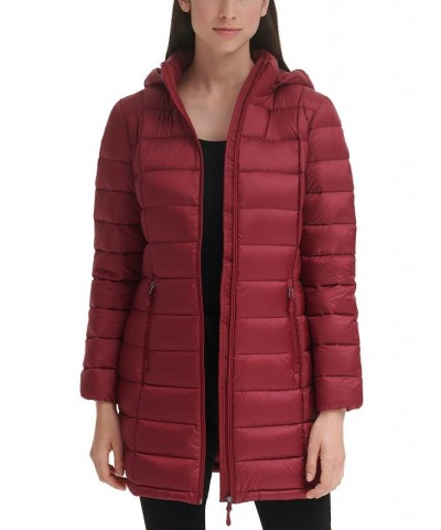 Women's Packable Hooded Down Puffer Coat Dark Claret $28.20 Coats