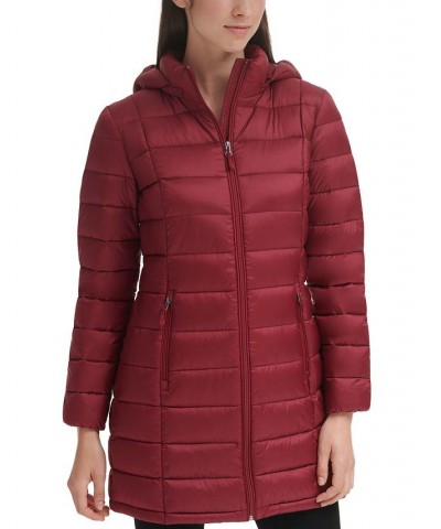 Women's Packable Hooded Down Puffer Coat Dark Claret $28.20 Coats