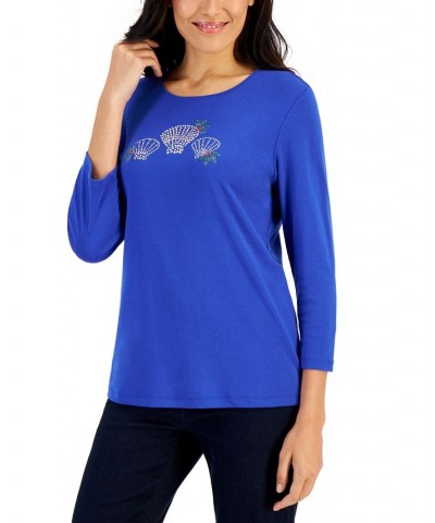 Women's Holiday Beach Top Ultra Blue Shells $11.88 Tops