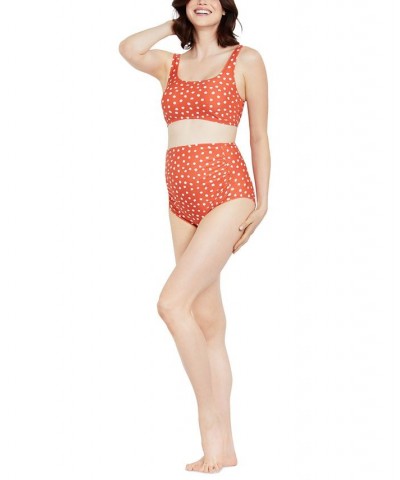 2-Pc. Beach Bump™ High-Waisted Maternity Swimsuit Orange Dot Print $33.06 Swimsuits