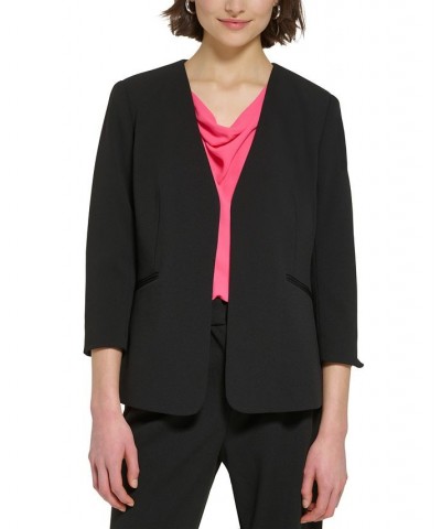 Petite Open-Front Scuba Crepe Jacket Black $79.43 Jackets