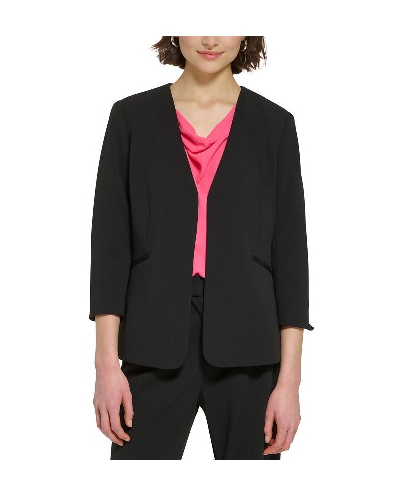 Petite Open-Front Scuba Crepe Jacket Black $79.43 Jackets