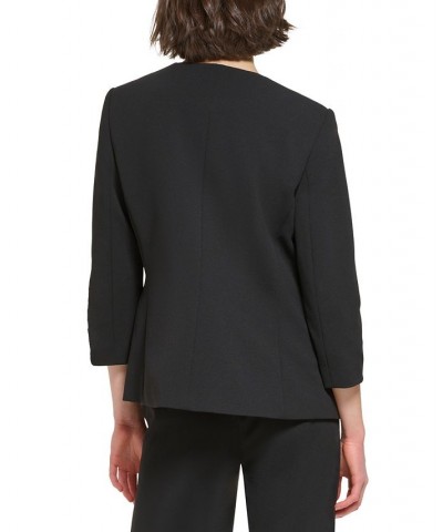 Petite Open-Front Scuba Crepe Jacket Black $79.43 Jackets