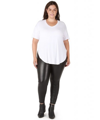 Trendy Plus Size High-Waist Faux-Leather Leggings Black $16.46 Pants