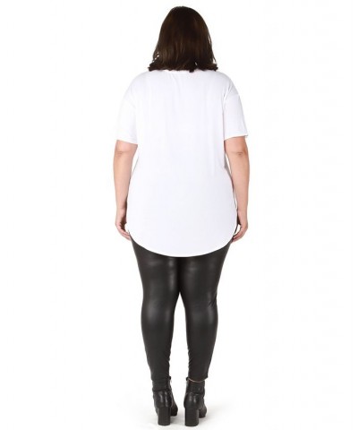 Trendy Plus Size High-Waist Faux-Leather Leggings Black $16.46 Pants