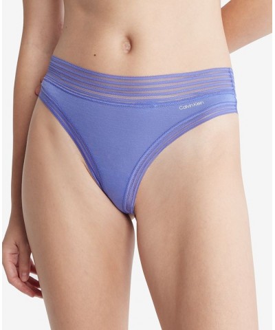 Striped-Waist Thong Underwear QD3670 Purple $10.45 Panty