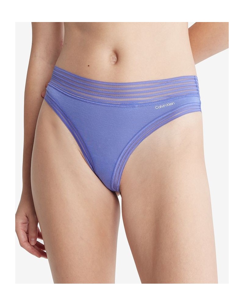 Striped-Waist Thong Underwear QD3670 Purple $10.45 Panty