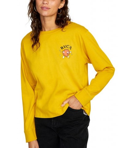 Juniors' Fiery Long-Sleeve Organic-Cotton T-Shirt Tawny Gold $14.26 Tops