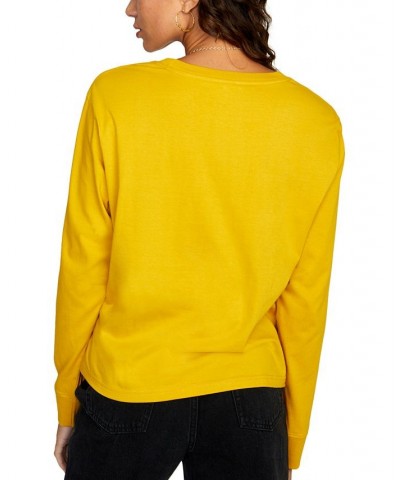 Juniors' Fiery Long-Sleeve Organic-Cotton T-Shirt Tawny Gold $14.26 Tops