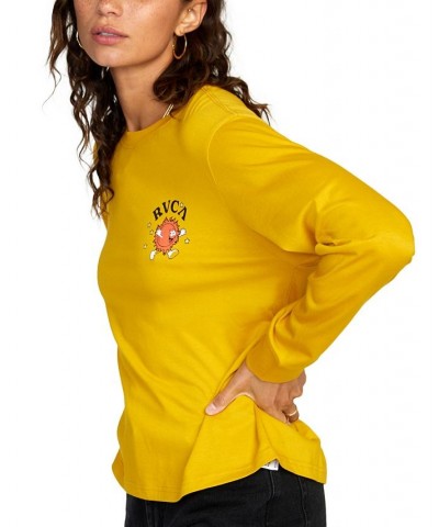 Juniors' Fiery Long-Sleeve Organic-Cotton T-Shirt Tawny Gold $14.26 Tops