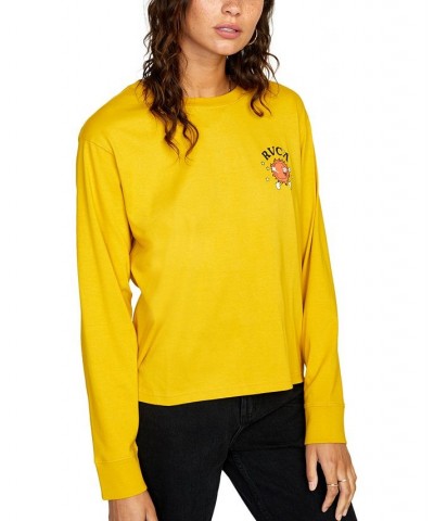 Juniors' Fiery Long-Sleeve Organic-Cotton T-Shirt Tawny Gold $14.26 Tops